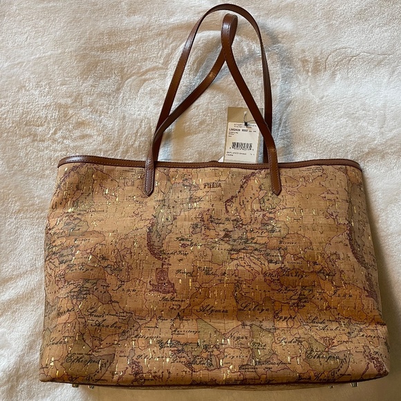NWT Alviero Martini (Italian Luxury Brand) Limited Edition Cork Large MAP Tote - Picture 2 of 13